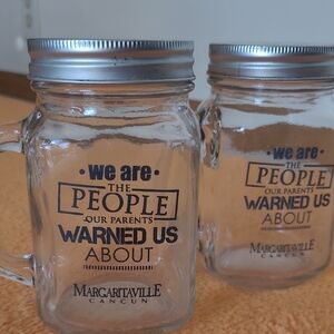 Margaritaville Cancun Glass Mason Jars with Silver Lids